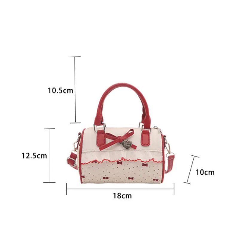 Koreanische Bogen Polka Dot Tasche Mode Bowler Tasche Farbe-blockiert Spitze Y2k Stil Handtasche Retro Süße Plaid Crossbody Zipper schulter Tasche – Detail 18