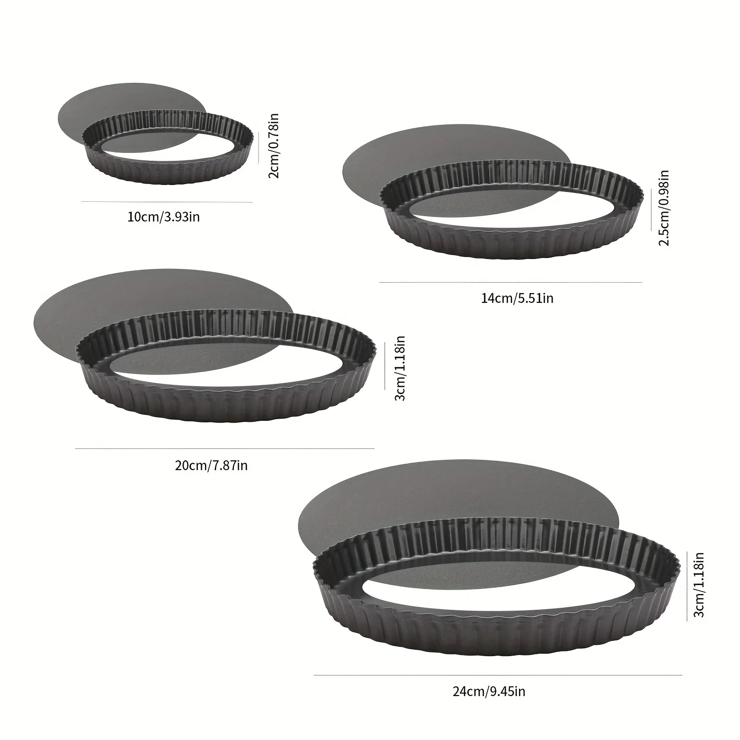 4pcs, 4/6/8/10 inch Nonstick Pizza Pan, Cake Mold, Pizza Cake Dessert Baking Pan, With Removable Bottom, Round Chrysanthemum Pie
