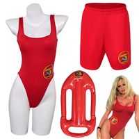 Baywatch Costume Swimsuit Cosplay Disguise Men Shorts Women Bikinis Set Swimwear Outfit Inflatable Float Halloween Carnival Suit