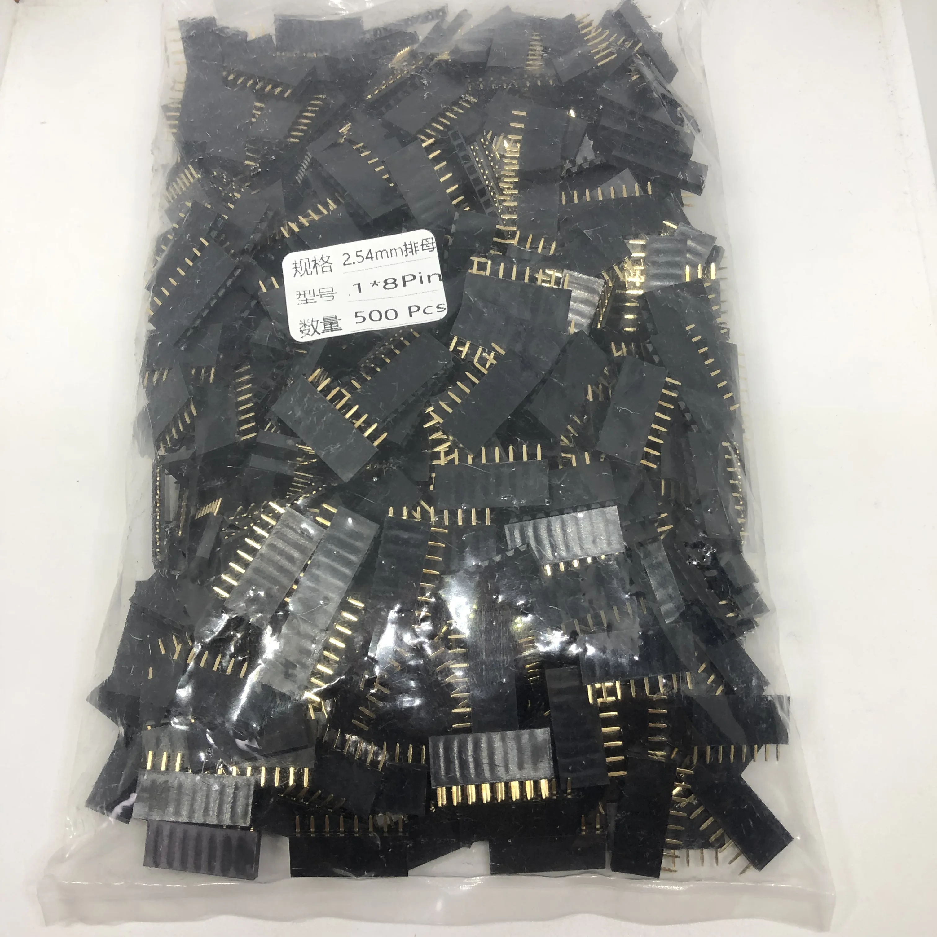 

500PCS/lot 2.54mm 1X8 8Pin Gold-plated Single Row Straight Female Pin Header ROHS