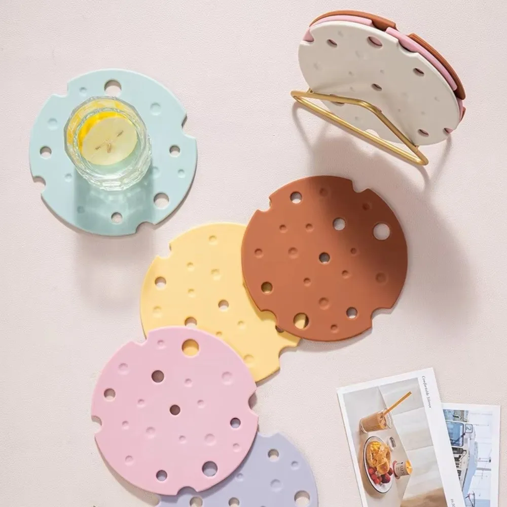 Practical Silicone Pot Mat Cheese Shape Oil Stain Resistant Coaster Mat Anti-Scalding Kitchen Mat Table Protection
