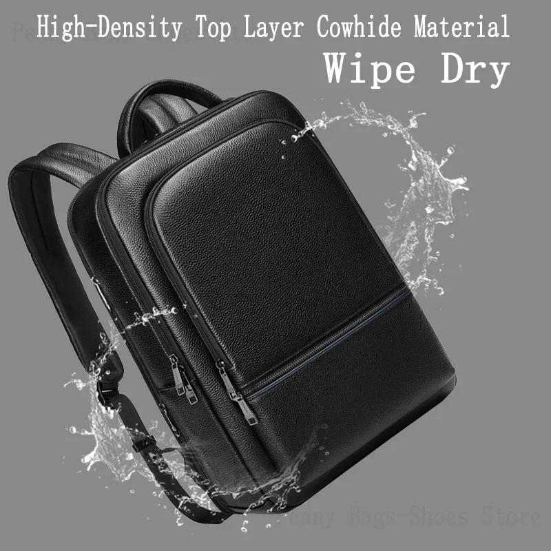 13 14 15.6 Inch Laptop Bag Backpack Genuine Leather Top Layer Cowhide Business Backpack Men\'s High-End Travel Bag