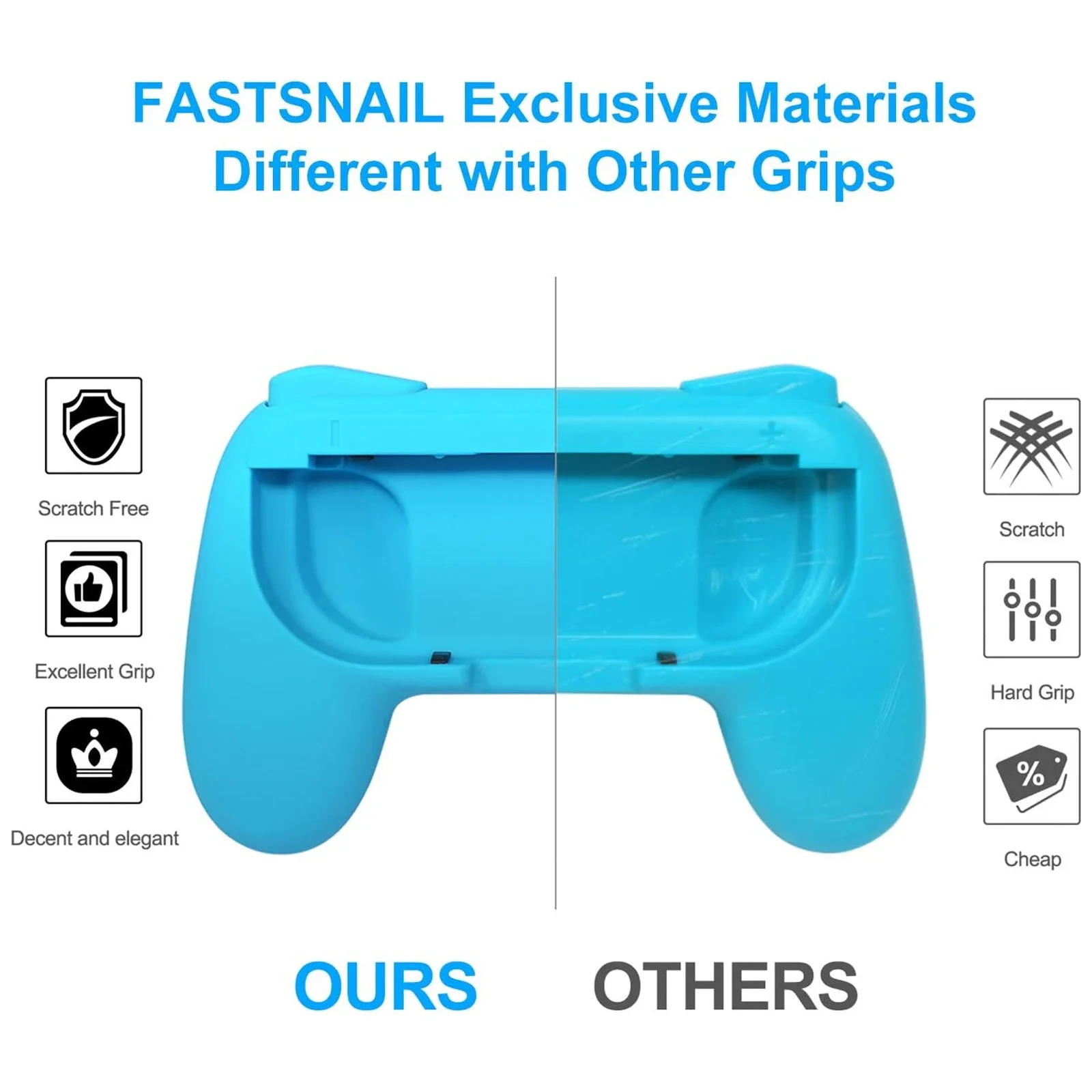 GAMINJA 2Psc Wear Resistant Handle Controller For Nintendo Switch Ergonomic Hand Grip Controller Handle For Switch Joy Con