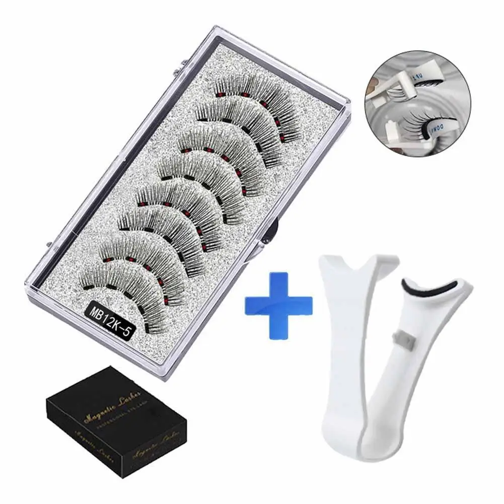 3D Natural Magnetic Eyelashes,With 5 Magnetic Lashes Shipping box Eyelashes Handmade False gift Reusable Support Drop Magne T6N2