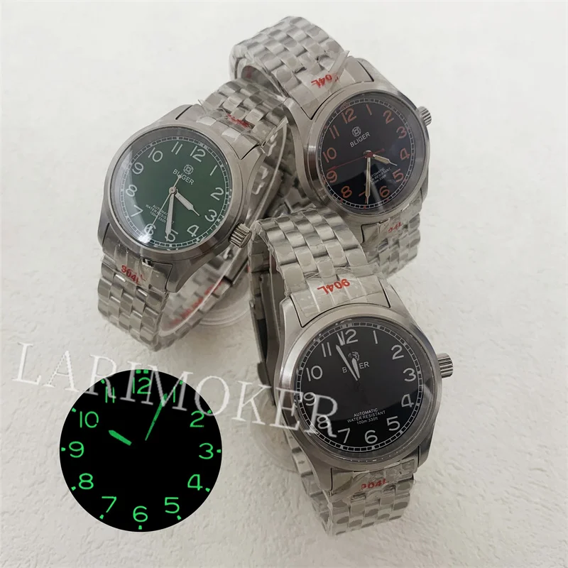 

BLIGER Pilot Watch Dome sapphire Glass green luminous bezel 36mm 39mm watch fitted with NH35 PT5000 automatic movement