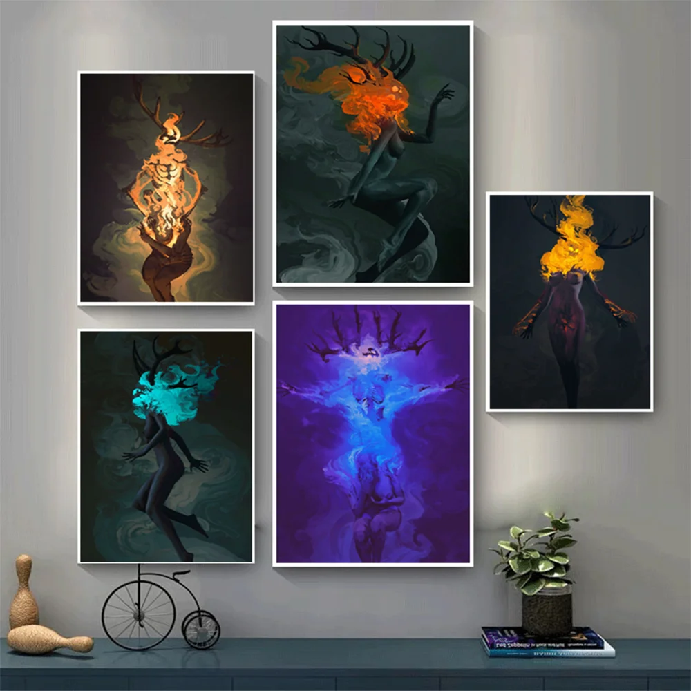 

Abstract Canvas Painting Women,Classic Dark Fantasy Wall Art,Animal Graffiti,Sexy Girl Posters, for Living Room Decor,Celebrity