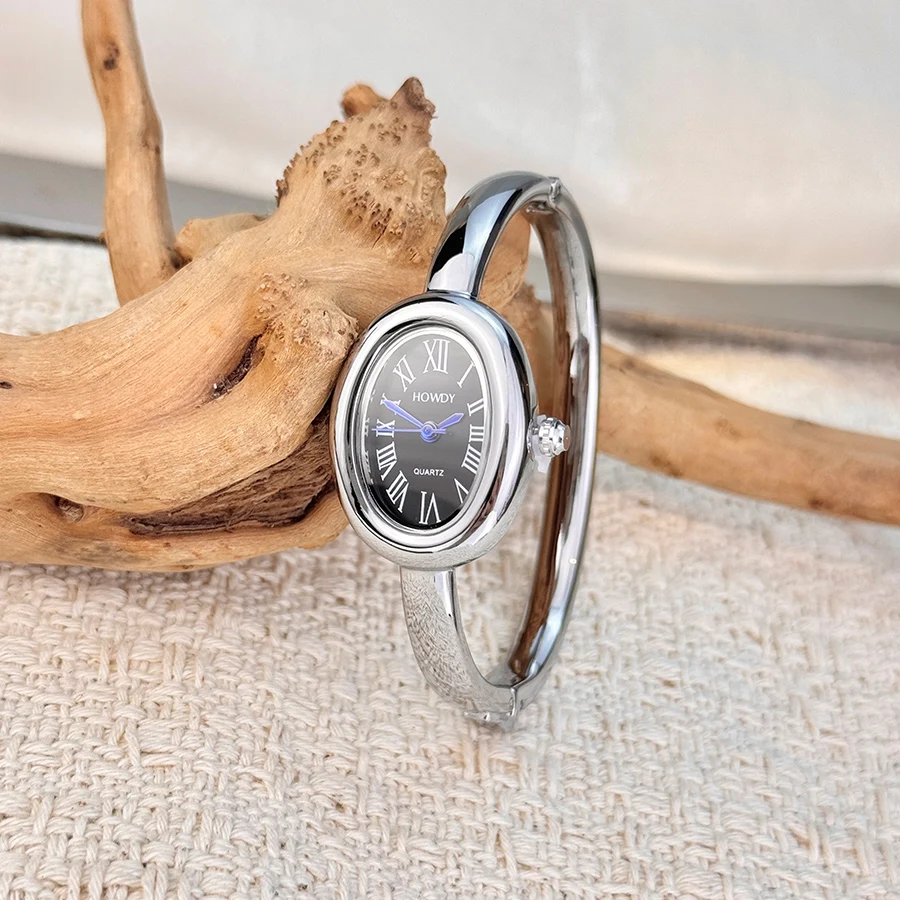 Elegant Roman Numeral Dial Quadro French Style Ladies Quartz Watch Bрасlet with Oval Bath Alloy Band Slimming High-End Sensation