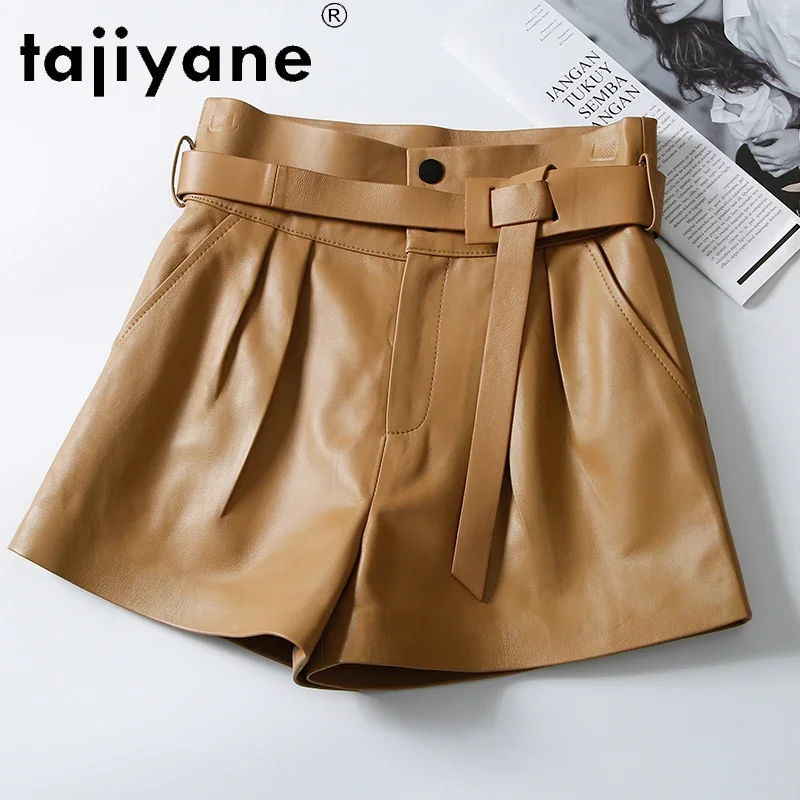 

Tajiyane Genuine Leather Shorts Female Real Sheepskin Women's Trousers Woman Cloth High Waist Shorts Spodnie Damskie TN2323