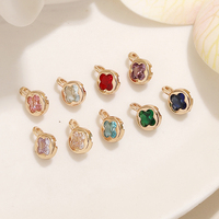 BenS Brass Cubic Zirconia Flower Pendant Multi Color Mini DIY Handmade charms for Jewelry making accessories wholesale P34