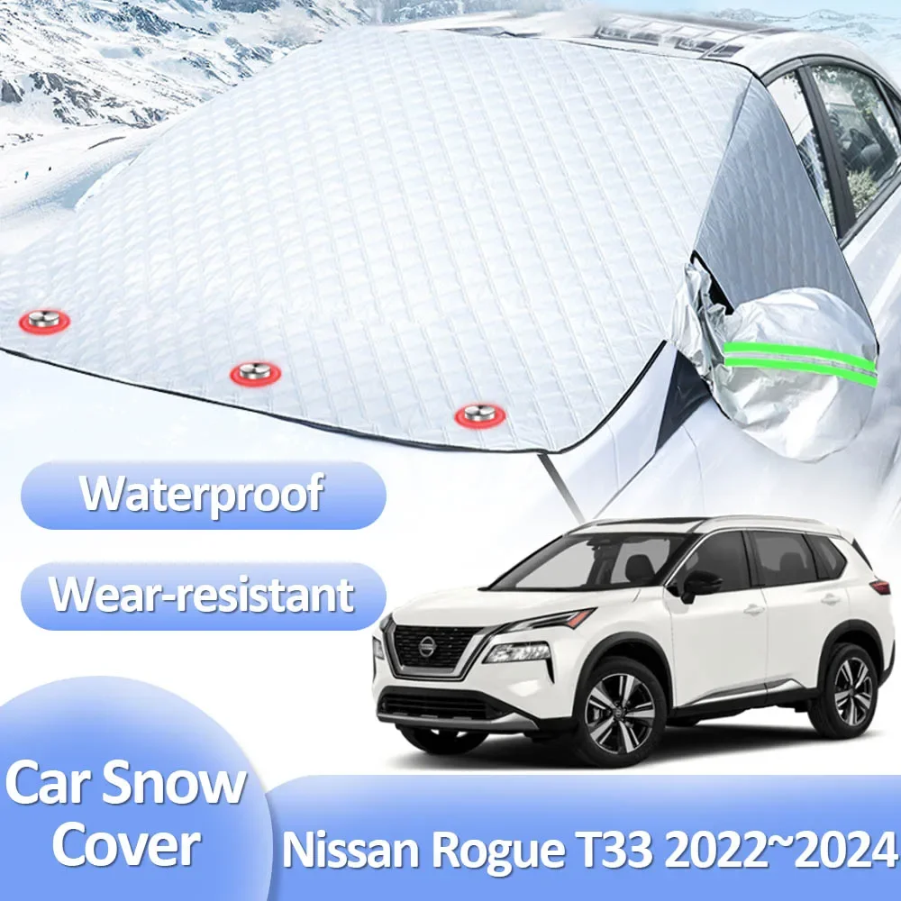 

Для Nissan Rogue X-Trail T33 XTRAIL 2022 2023 2024 Снежный чехол для автомобиля зимнее противоморозное ветровое стекло Защита от льда аксессуары для наружного пользования