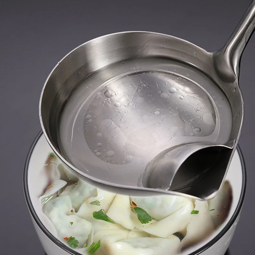 

Stainless Steel Oil Filter Soup Scoop Grease Separator Spoon Long Handle Kitchen Gadget Soup Slag Filter Mirror Polish