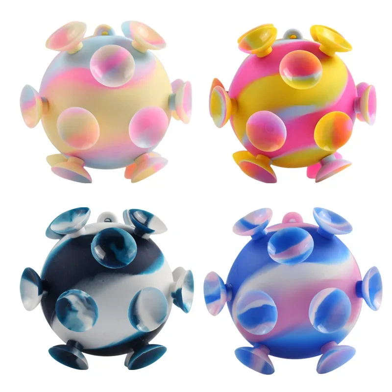 

3D Silicone Suction Cup Ball Colorful Small Size Easy To Carry Magic Decompression Toy Adult Gift
