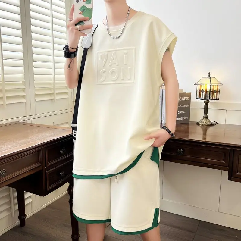 

Plus Size Men's Basketball Clothes Summer Athletic Wear Sleeveless Jerseys and Shorts Two Piece Set for Teenagers Loose Fit