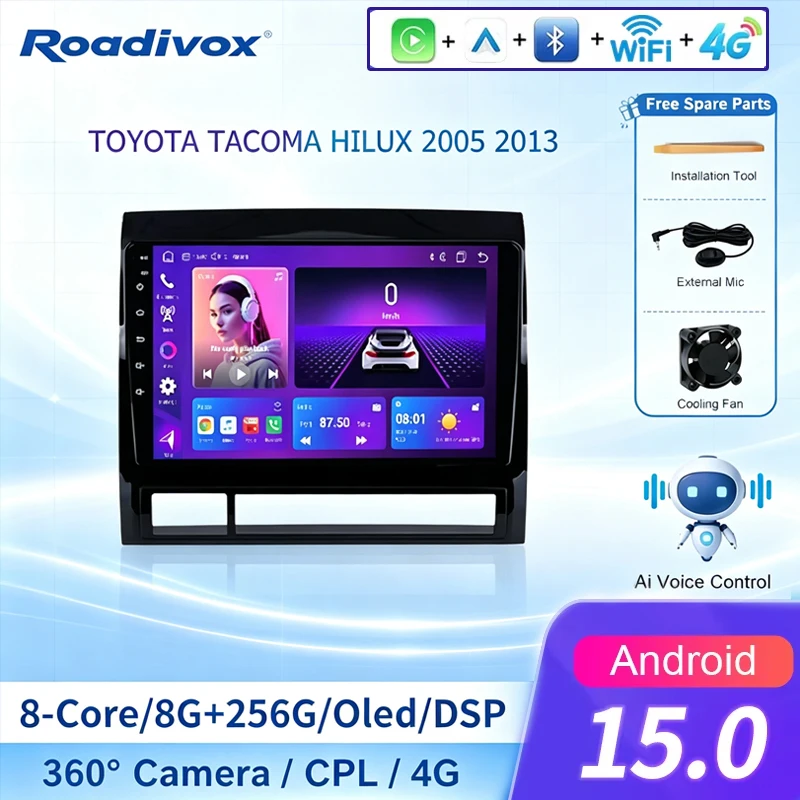 AI VOICE Android Car Radio Multimedia player for TOYOTA TACOMA HILUX 2005 2013 GPS Navigation Stereo Screen Video Tape Recorder