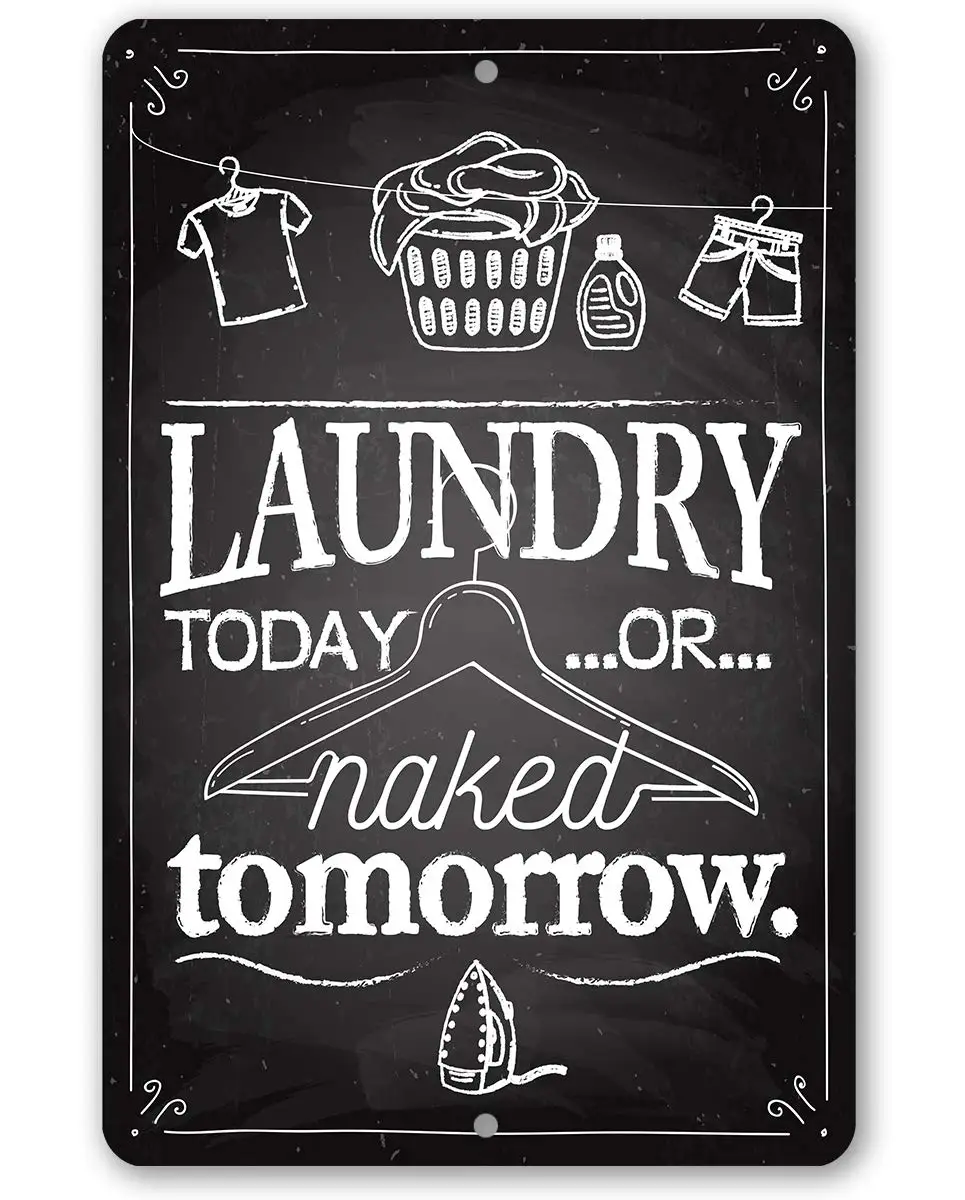 Laundry Today or Tomorrow - Funny Quote Room Decor, Farmhouse Laundromat Rules and Washateria Accessories, Housewarming