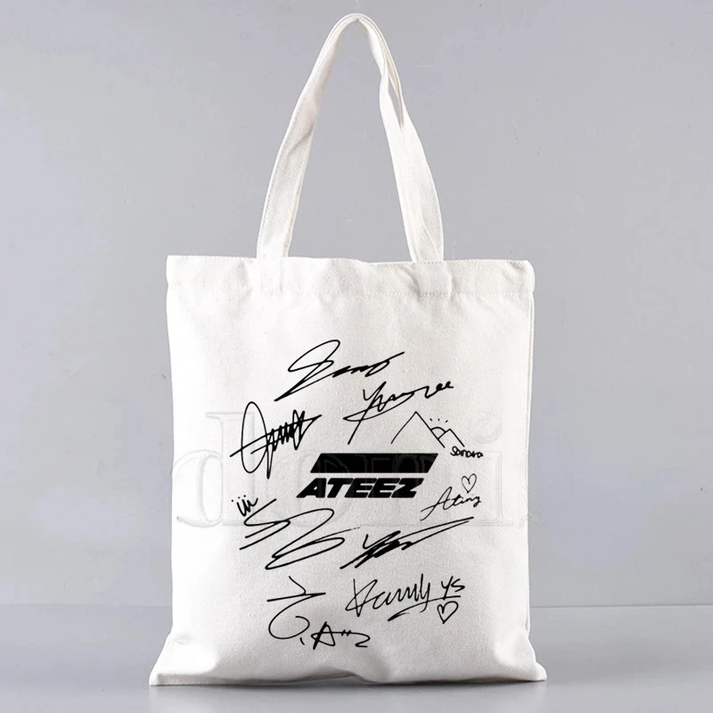 Ateez K Pop Tote Bags per le donne borsa per la spesa Harajuku di grande capacitร borsa a tracolla per donna Hip-hop Cartoon Bolsos Drop Shipping