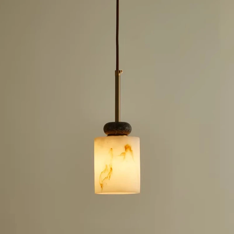 Middle Ancient Singe Head Marble Small Pendant Lamp Designer Luxury Home Decor Bedroom Headbroad Hotel Cafe LED G9 Hanging Light
