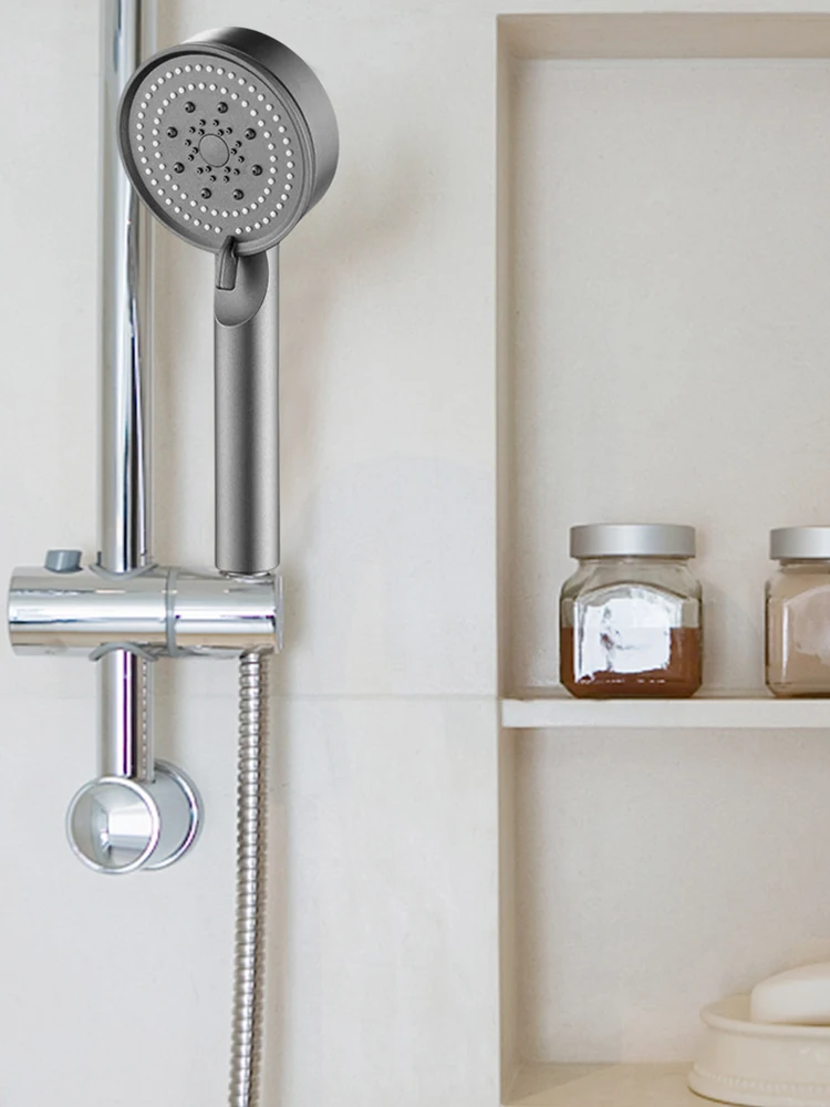 Kepala Pancuran 5 Mode Kepala Pancuran Genggam Tekanan Tinggi Dapat Disesuaikan Hemat Air Penghenti Satu Tombol untuk Aksesori Kamar Mandi Rumah