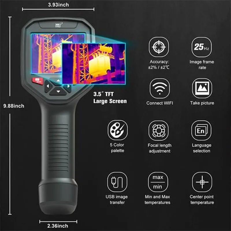 Imagem -03 - Hti-imager Térmico Infravermelho Circuito Pcb Industrial Detecção de Tubulação de Aquecimento 384x288 Pixels Wifi Ht-h8