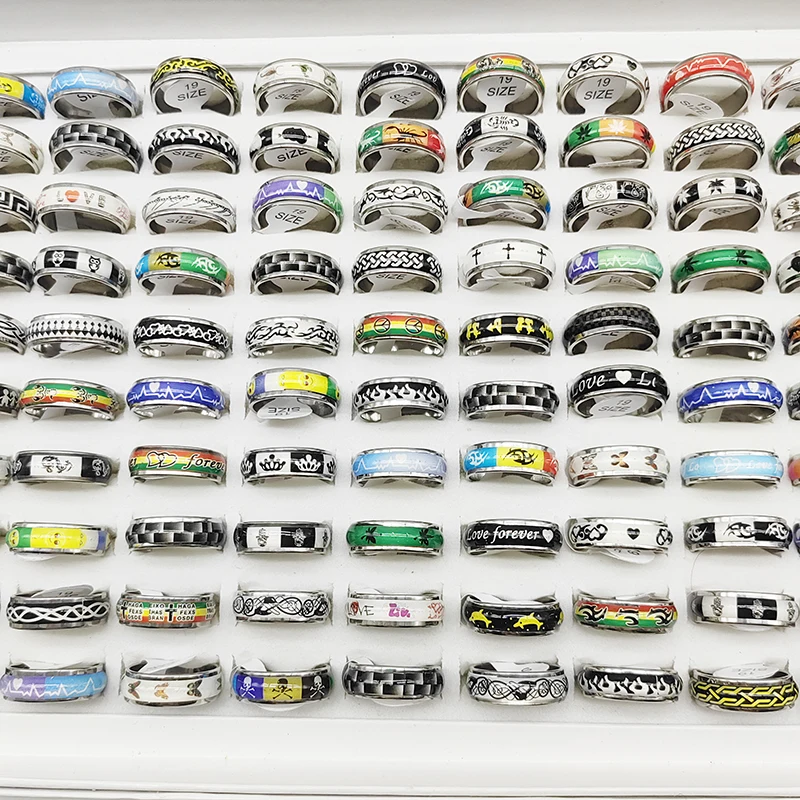 Anillos de acero inoxidable para mujeres y hombres, joyería de amor de Calavera, Animal, estilo mixto de fábrica, Color plateado, anillos de articulación de dedo, fiesta, Bar, 50 unids/lote