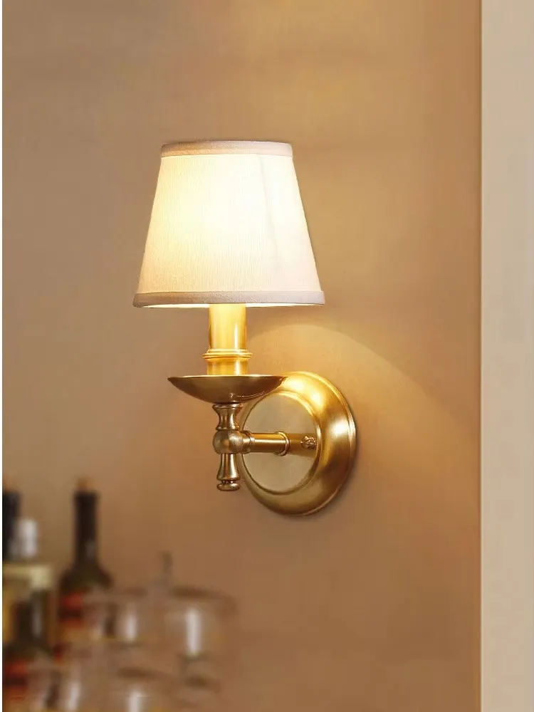 

American Style Retro Pure Copper Wall Lamp Nordic Living Room Bedroom Bedside Lamp Mirror Front Lamp Aisle Staircase Lamp