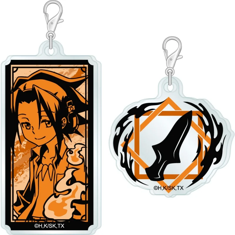 Anime SHAMAN KING Paper-cutting Style Tao Ren Kirie Series Yoh Asakura Two Acrylic Pendant Keychains Bag Decorations