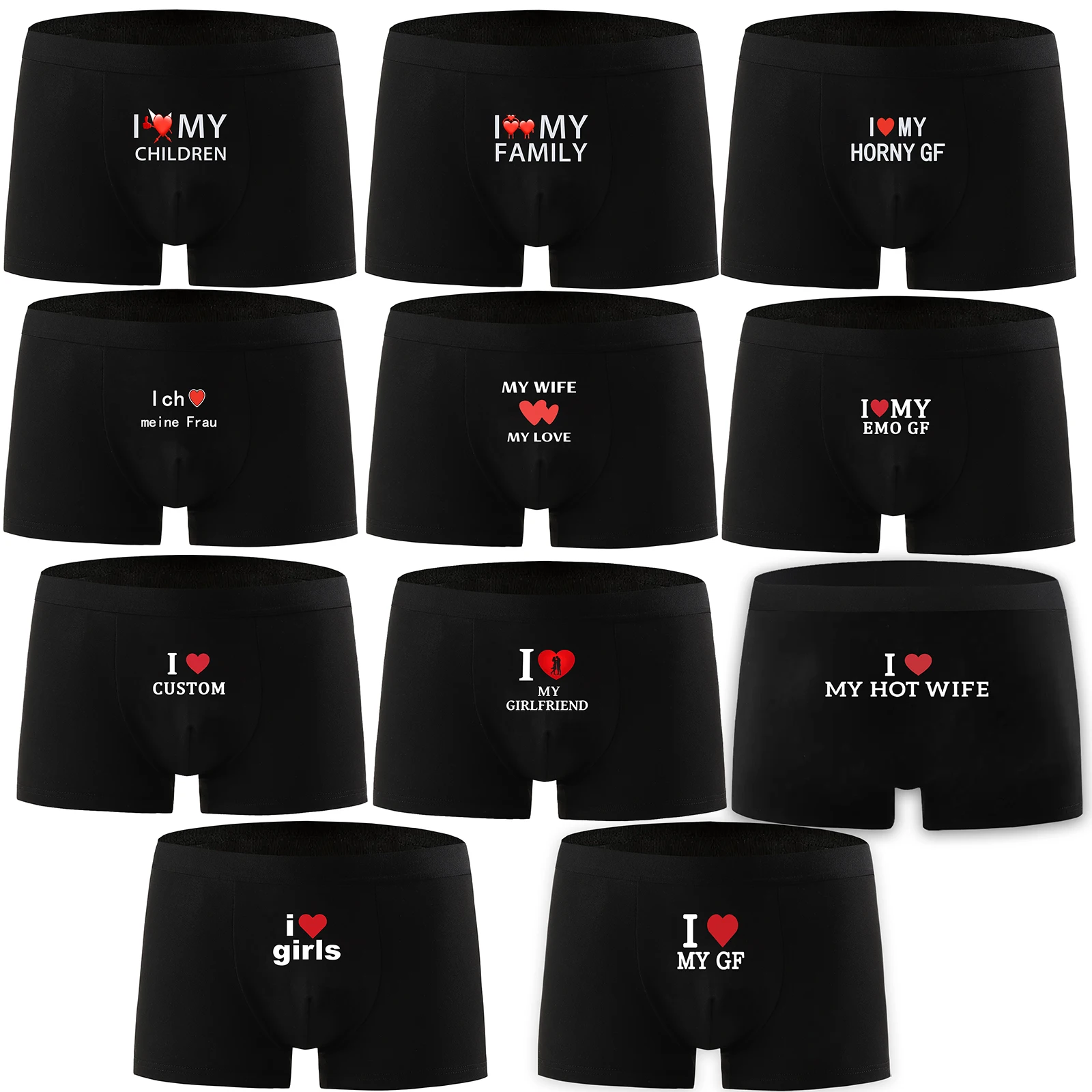 

Men's Fashion Personalized Printed Heart Fun Shorts Sexy Boxer Briefs Low-Waist U Convex Tight Seamless Underwear Men Knickers