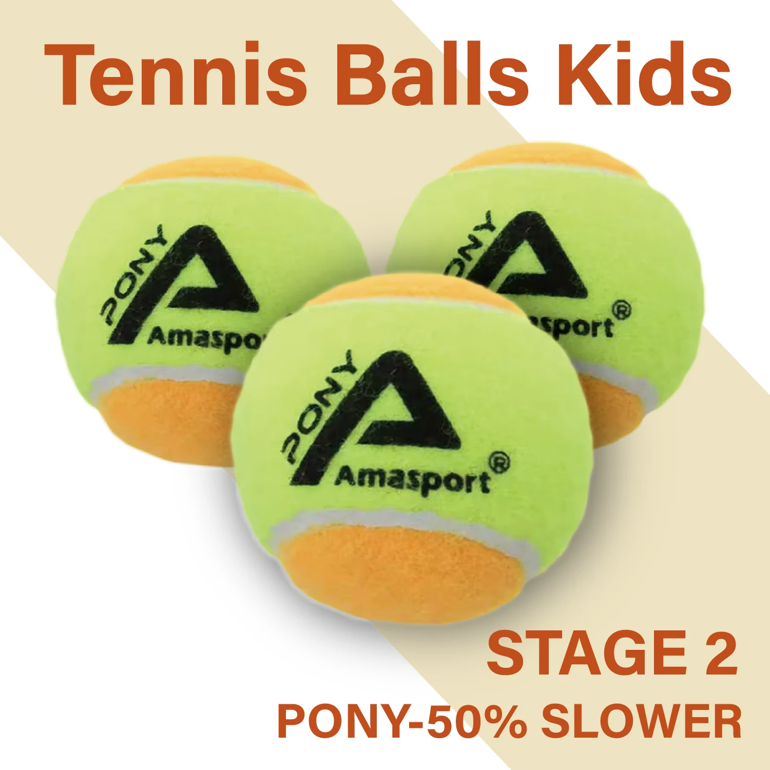 

AMASPORT Kid Tennis Balls Kids Toys Supplies 25%/50%75% Slower Soft Pressure-Decompression Balls for Children Aged 5-12 Years