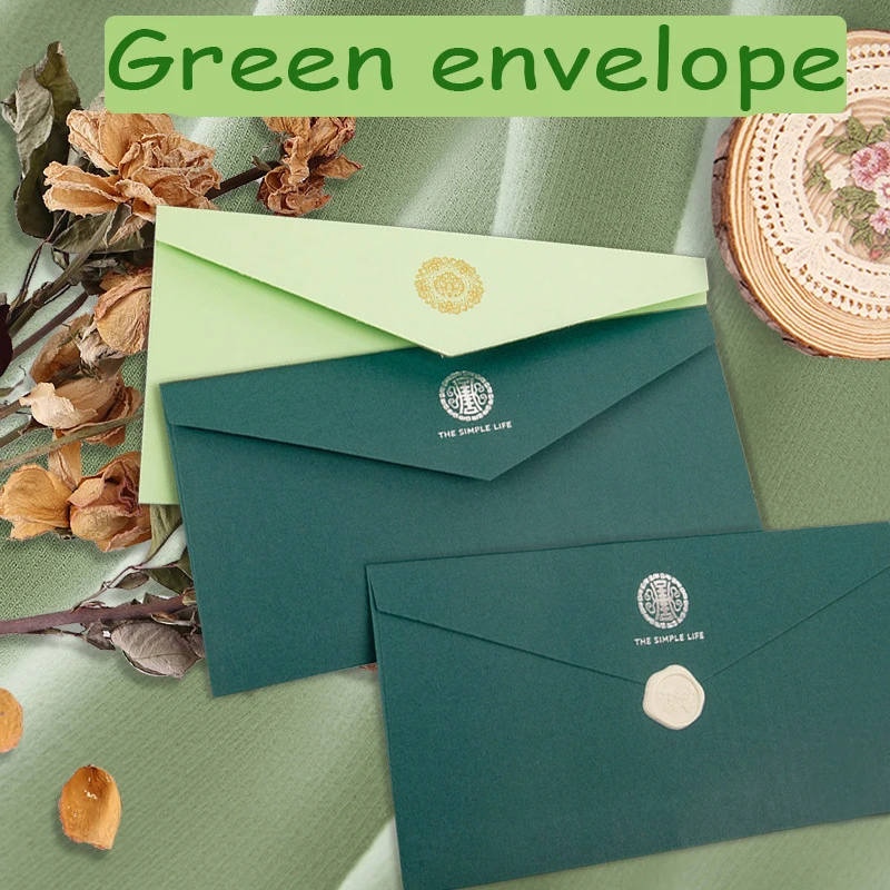 

Envelope 50pcs Green High-grade Kraft Paper 225x115mm Business Stationery Postcard Giftbox Packaging Envelope Wedding Invitation
