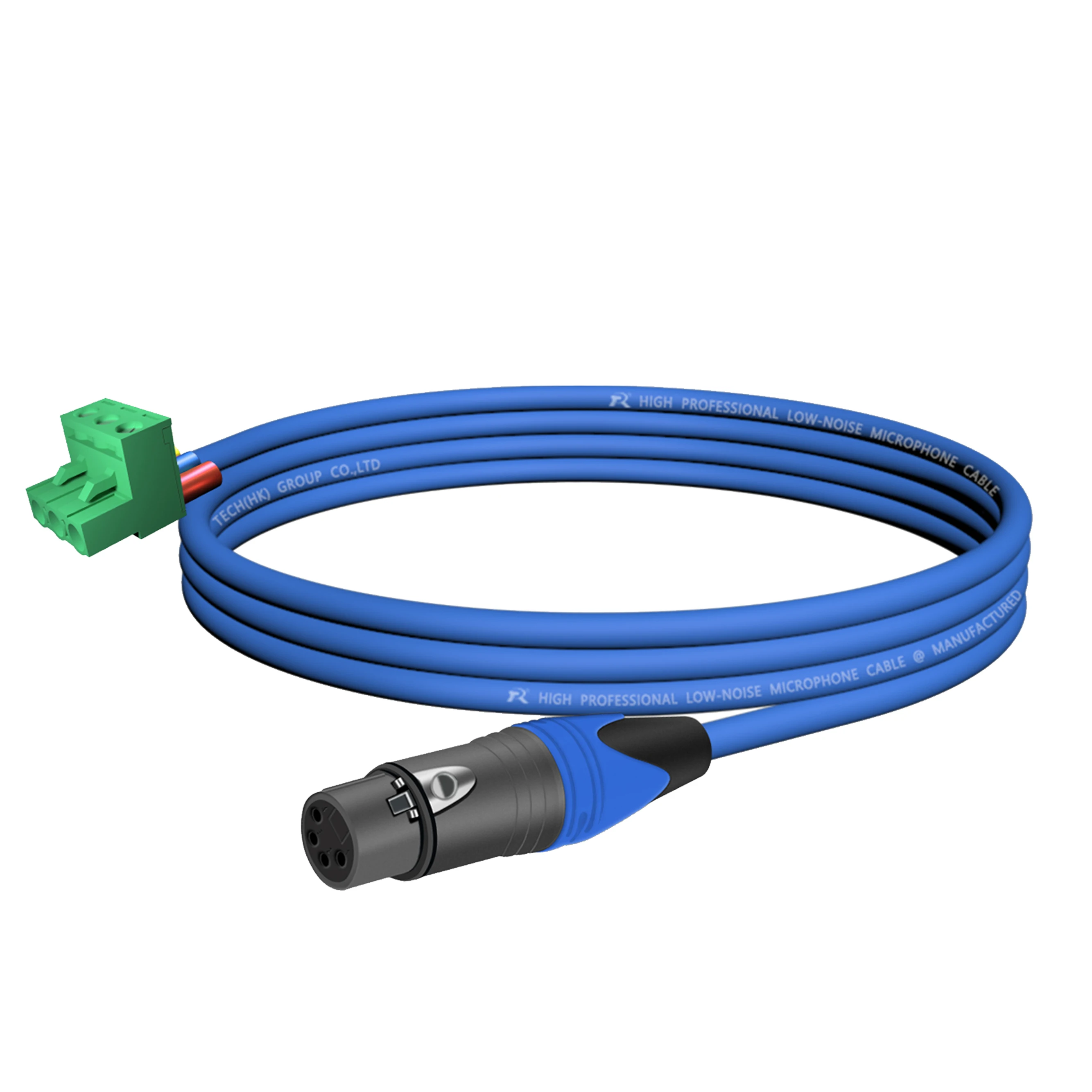 1 Stück Mikrofonkabel mit schwarzem XLR 4-Pin M/F-Stecker, grüner 3-Wege-Leiterplattenklemmenblock, professionelle Audioverbindung für Lautsprechersysteme – Detail 4