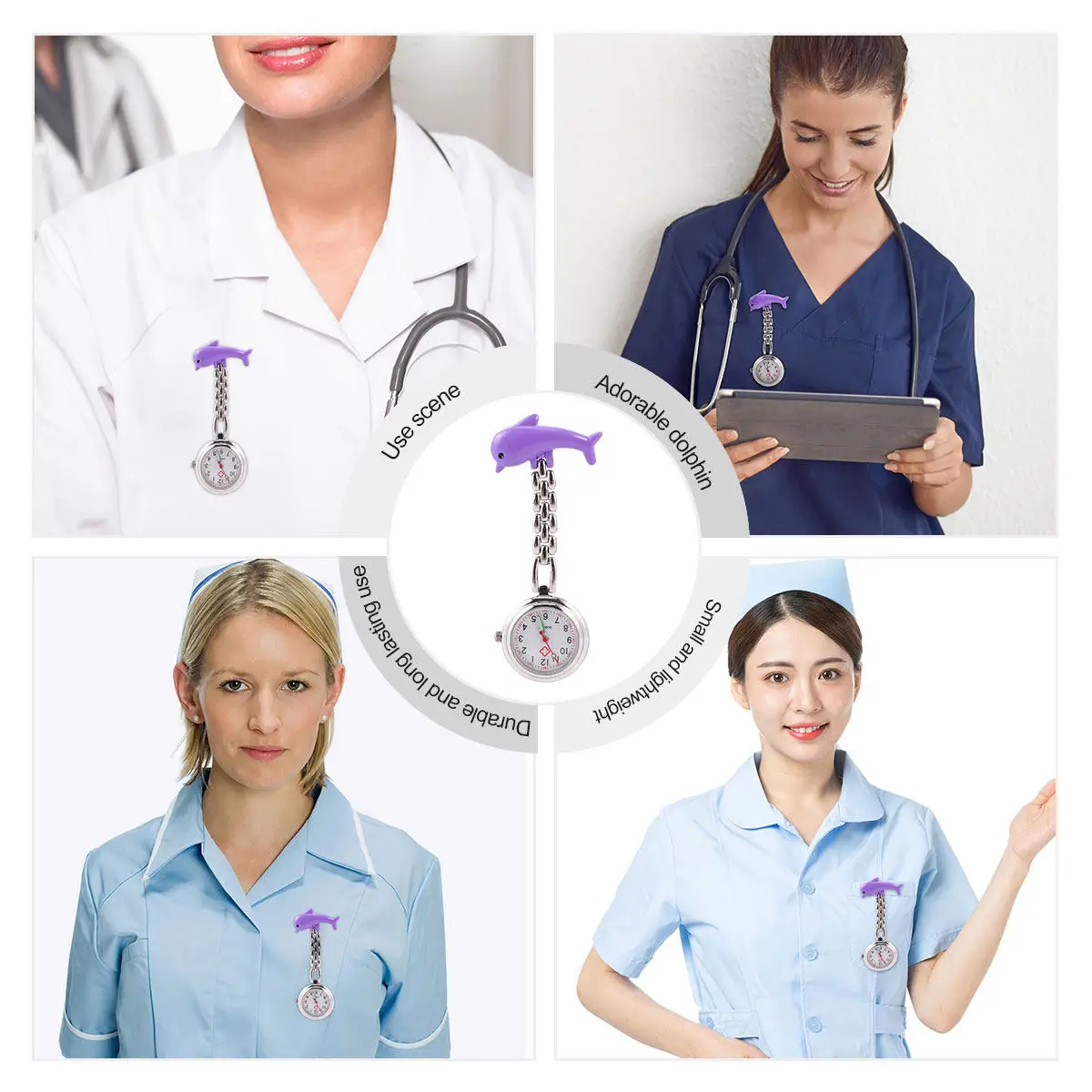 

1pc Doctor Chest Watch Zinc Alloy Mini Pocket Watch For Nurses Luminous Quartz Movement Clip-On Hanging Timepiece