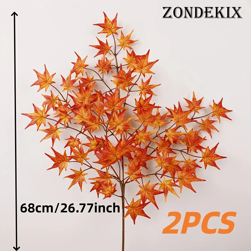 2PCS Large Red Maple Tree Simulated Decorative Plants Durable Material for Indoor/Outdoor Courtyard Decoration