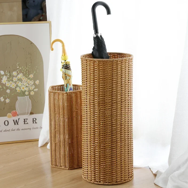 

Plastic Rattan Weaving Umbrella Stand Creative Umbrella Storage Bucket Living Room Home Umbrella Holder Organization Rack