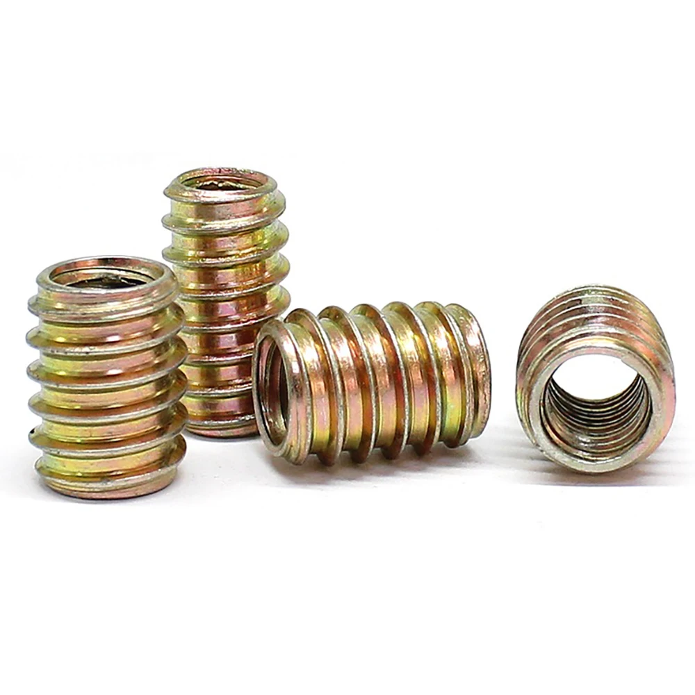5/10/20/30pcs M4 M5 M6 M8 M10 Wood Insert Nuts Furniture Pass-through Drive Unhead Threaded Nut Zinc Plated Carbon Steel