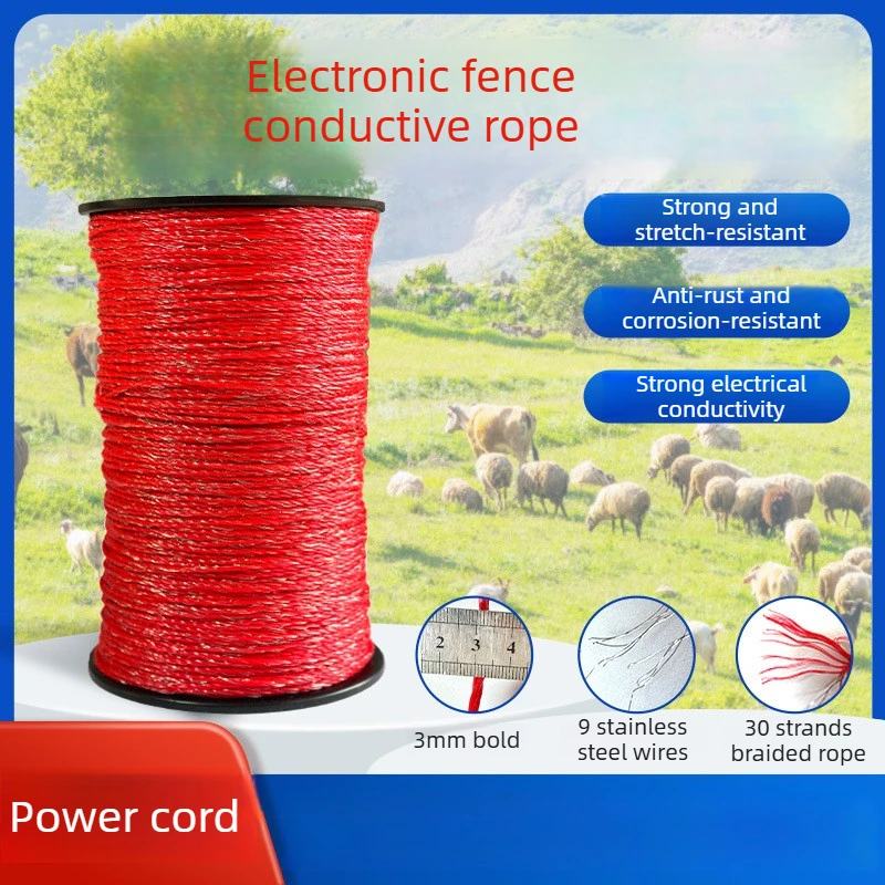 

Electronic Fence Electric Ropes Ranch Pulse Fence Wire 3mm9 Metal Wire Fence Rope Conductive Rope