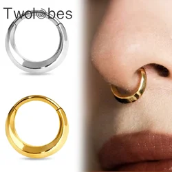 Twolobes 1PCS 16G 8mm Stainless Steel Segment Nose Rings Cartilage Clicker Hoop Earrings for Women Hypoallergenic New Arrival