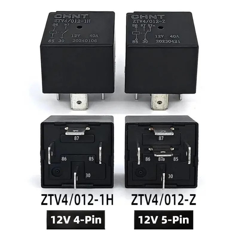 5PCS CHINT ZTV4 Automotive Relay 4-Pin 5-Pin 12V 24V 40A Oil Pump Air Conditioner Fan High Low Beam Original Vehicle Relay