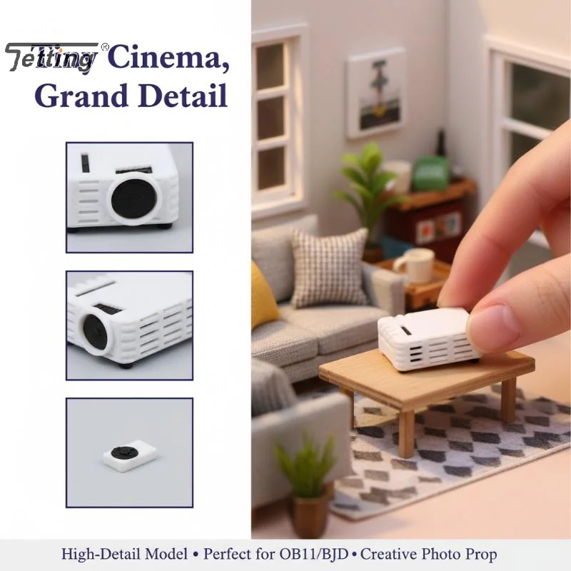 Miniature Simulation Projector Ornaments With Remote Controller 1/12 Dollhouse Mini Projector Model Micro Scene Decoration Toys