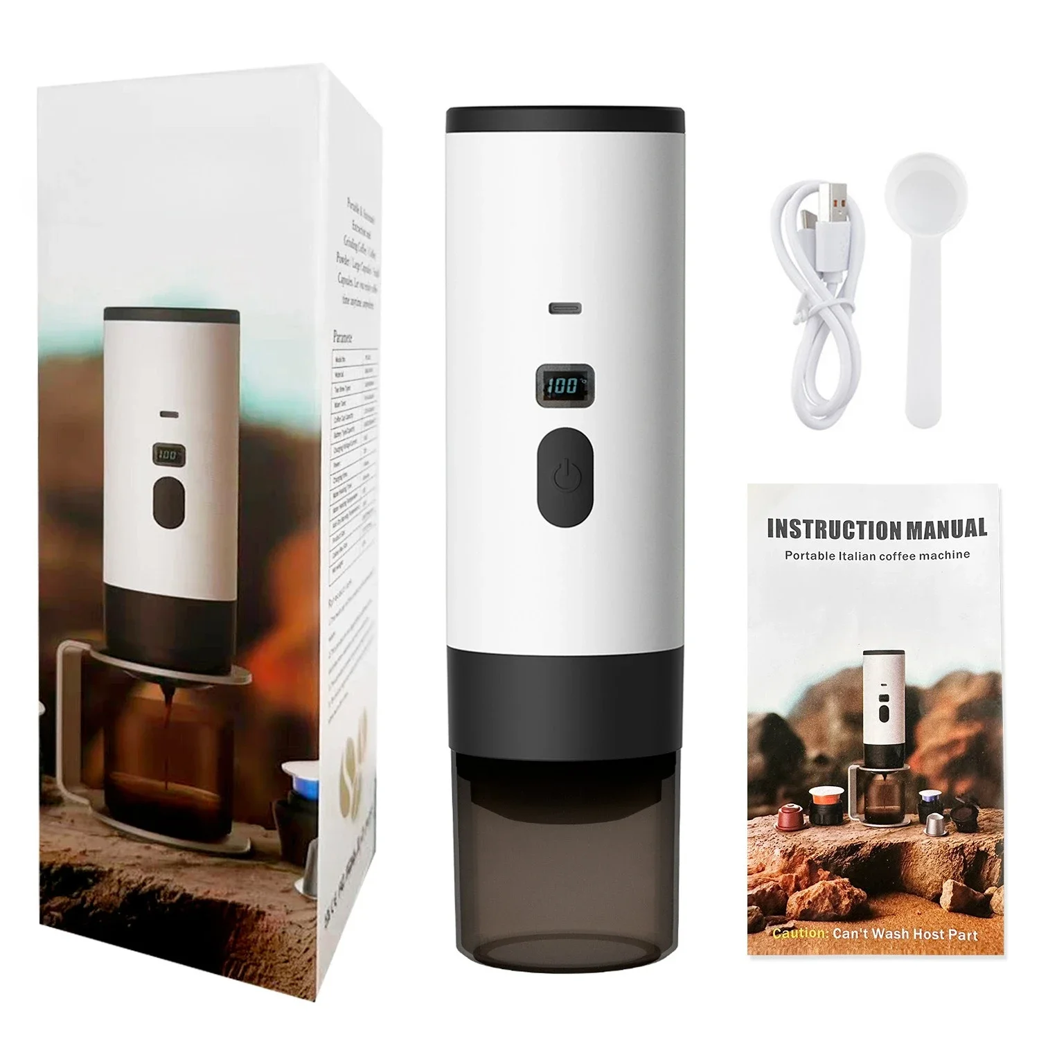 Portable Capsule Coffee Machine Fully Automatic Wireless Heating Small Home Outdoor Portable Coffee Machine