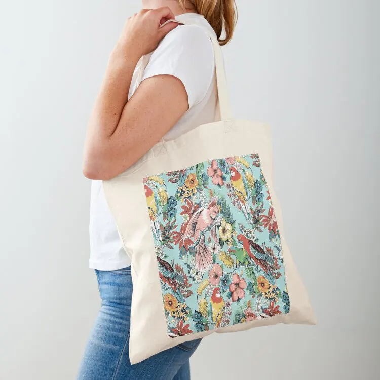 

Australian Parrots and Flora (Blue) Tote Bag ecological bags canvas tote personalized tote bag Lady bag