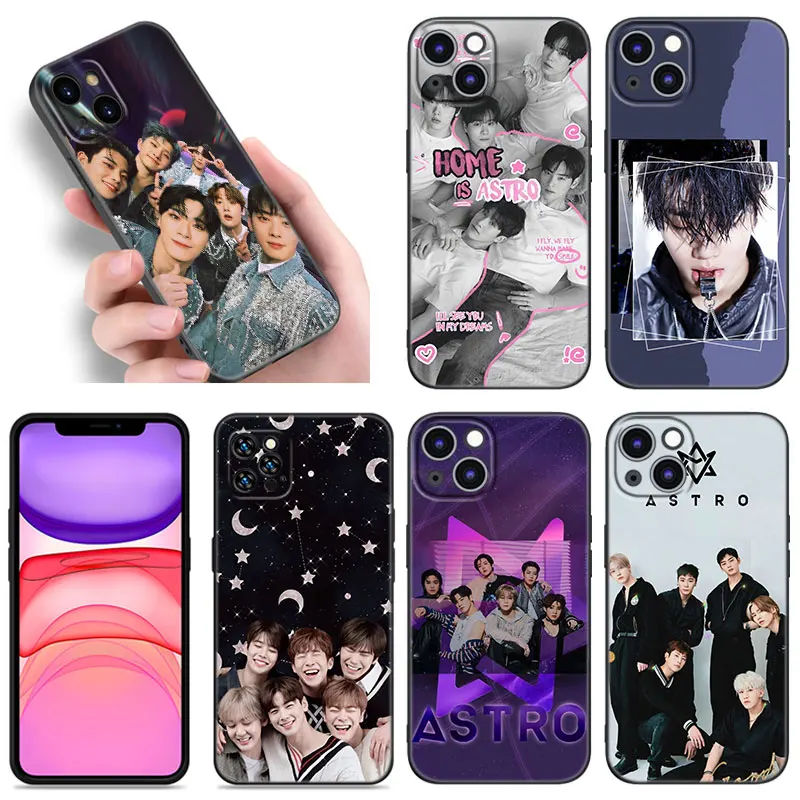 Astro Kpop Phone Case For Apple iPhone 12 13 Mini 11 14 15 Pro Max 7 8 Plus X XR XS SE 2020 2022 Black Silicone Case