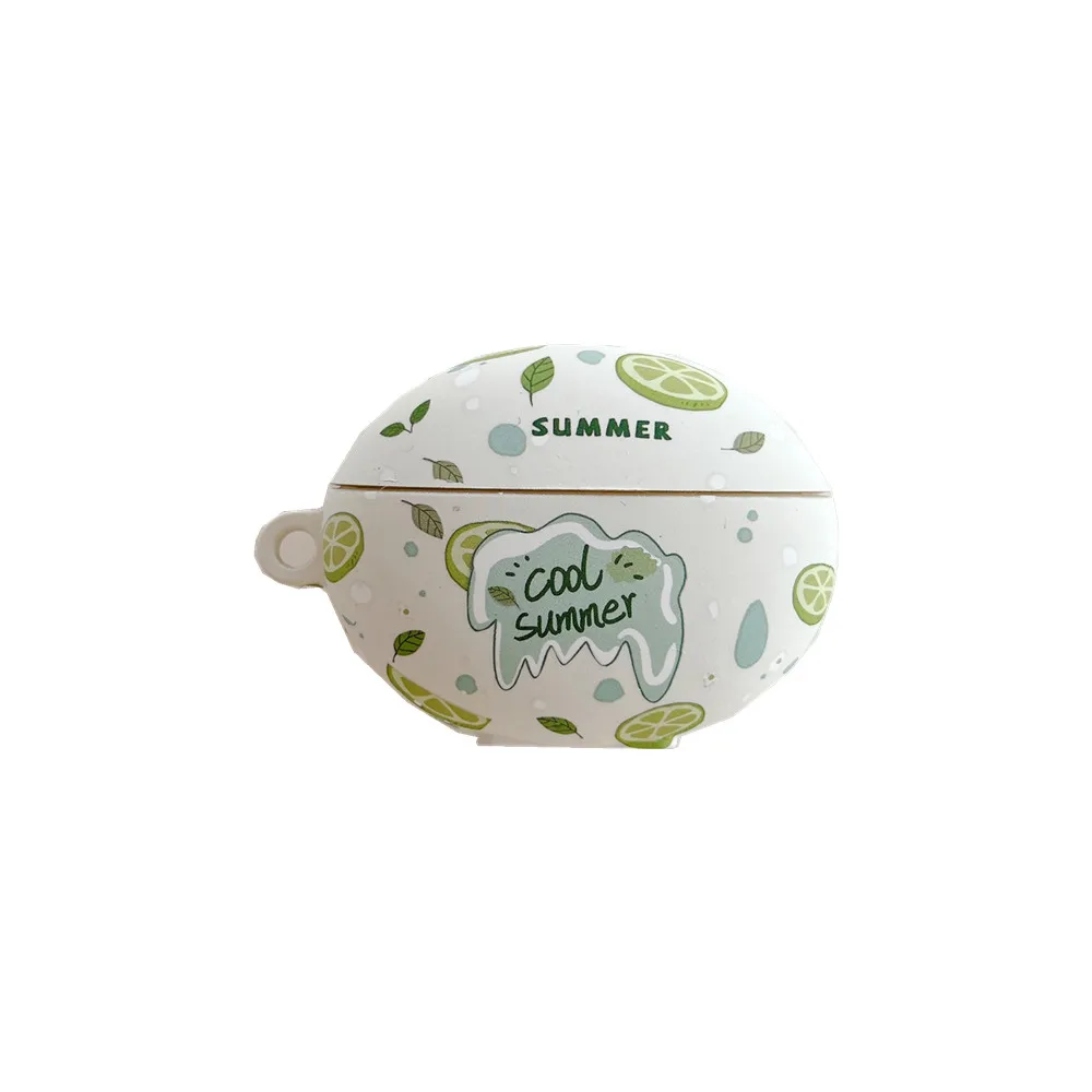 جراب سماعة لهاتف هاواوي فريكليب ، تصميم نمط مشروب فواكه كرتوني ، غطاء سماعة رأس مع خطاف ، ملصق كريستال