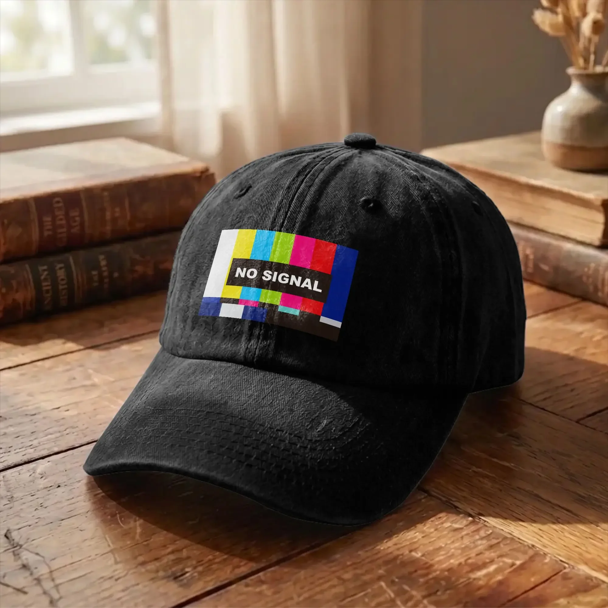 Retro Nostalgia Analog Television No Signal Baseball Cap Unstructured 90's Distressed Washed Snapback Outdoor Adjustable Fit Hat