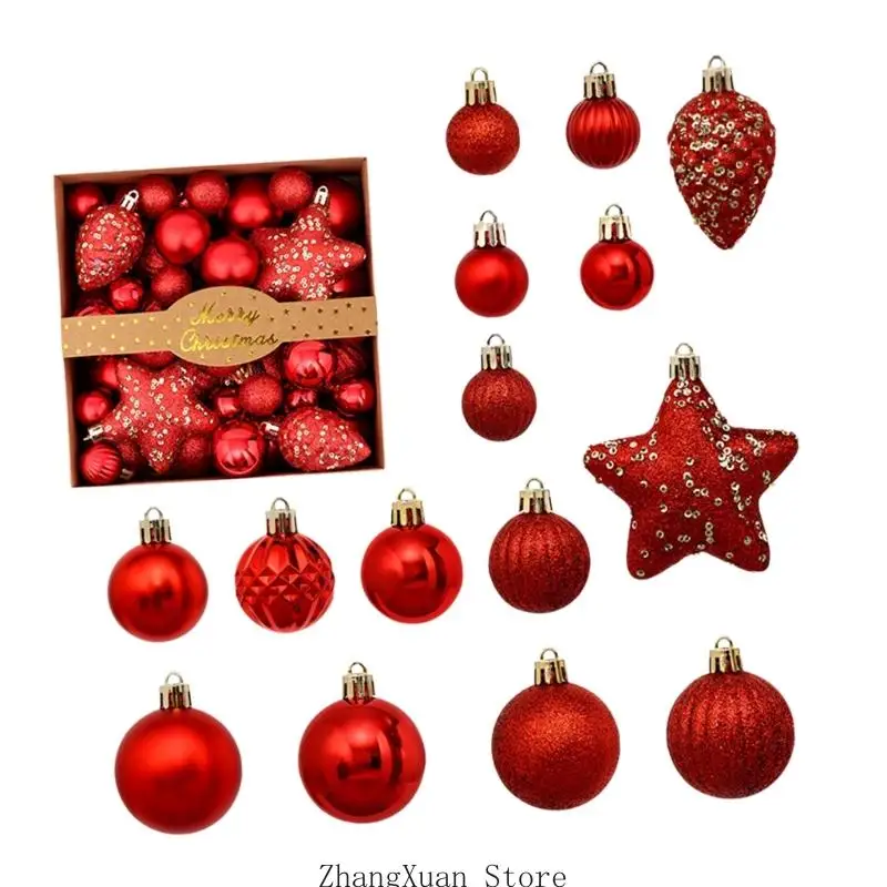 Weihnachtskugel-Set mit 50 Kunststoffkugeln für Raum- und Baumgestaltung 3XUF – Detail 8