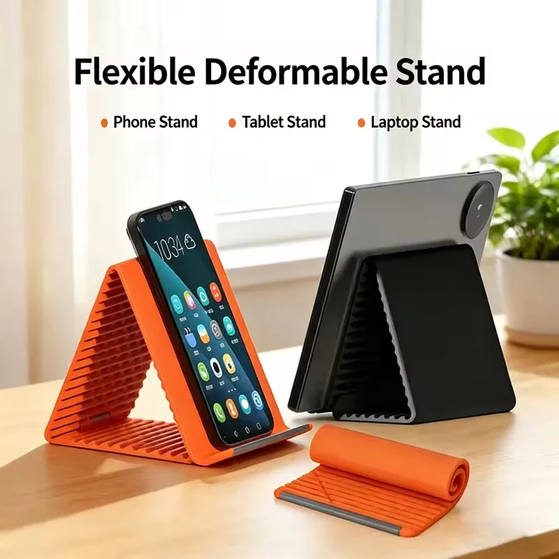 Creative Flexible Foldable Transforming Stand Lazy Bracket Travel Office Portable Silicone Desktop CellPhone Tablet Holder Mount