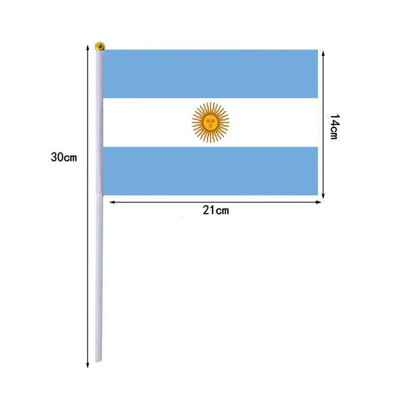 10 Pcs/lot Argentina Hand Waving Flags 14x21cm Argentina Flag Wholesale