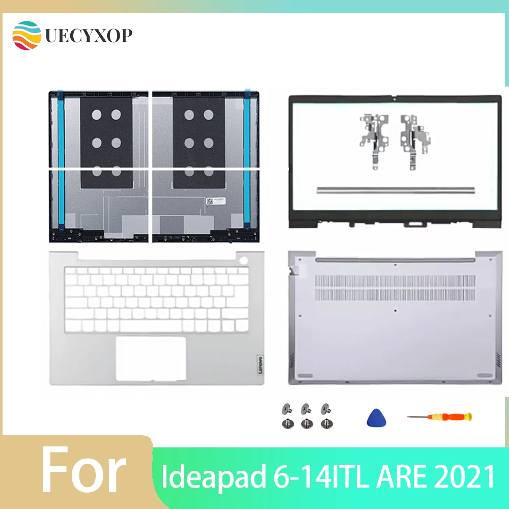 

NEW Housing FOR Ideapad 6-14ITL ARE 2021 LCD Back Cover Front Bezel Palmrest Bottom Case Silver-gray