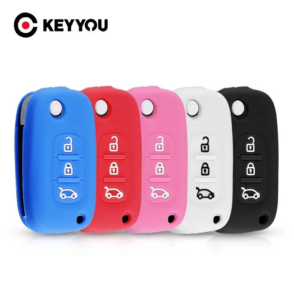 KEYYOU Silicone Key Case Cover For LADA Vesta Granta XRay Kalina Priora Sedan Sport For Renault Fluence Clio Megane For Mercedes