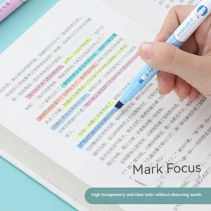 6pcs 지우기 가능한 형광펜 파스텔 마커 예술 그리기를위한 듀얼 팁 형광 펜이 학교 사무실 문구를 마킹 10 최고의 판매 미니 하이 라이터 - №5