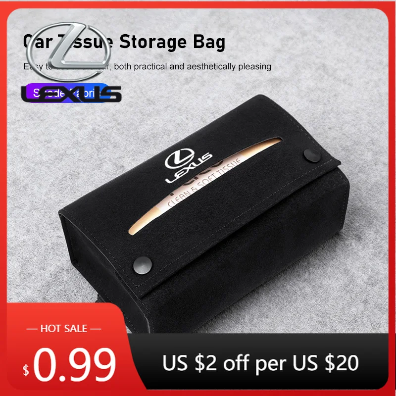 

Interior Stickers Car Tissue Box Suede Storage Bag Interior Accessories For Lexus F-SPORT ES RX NX LS UX LM LX GX LC RZ IS CT GS